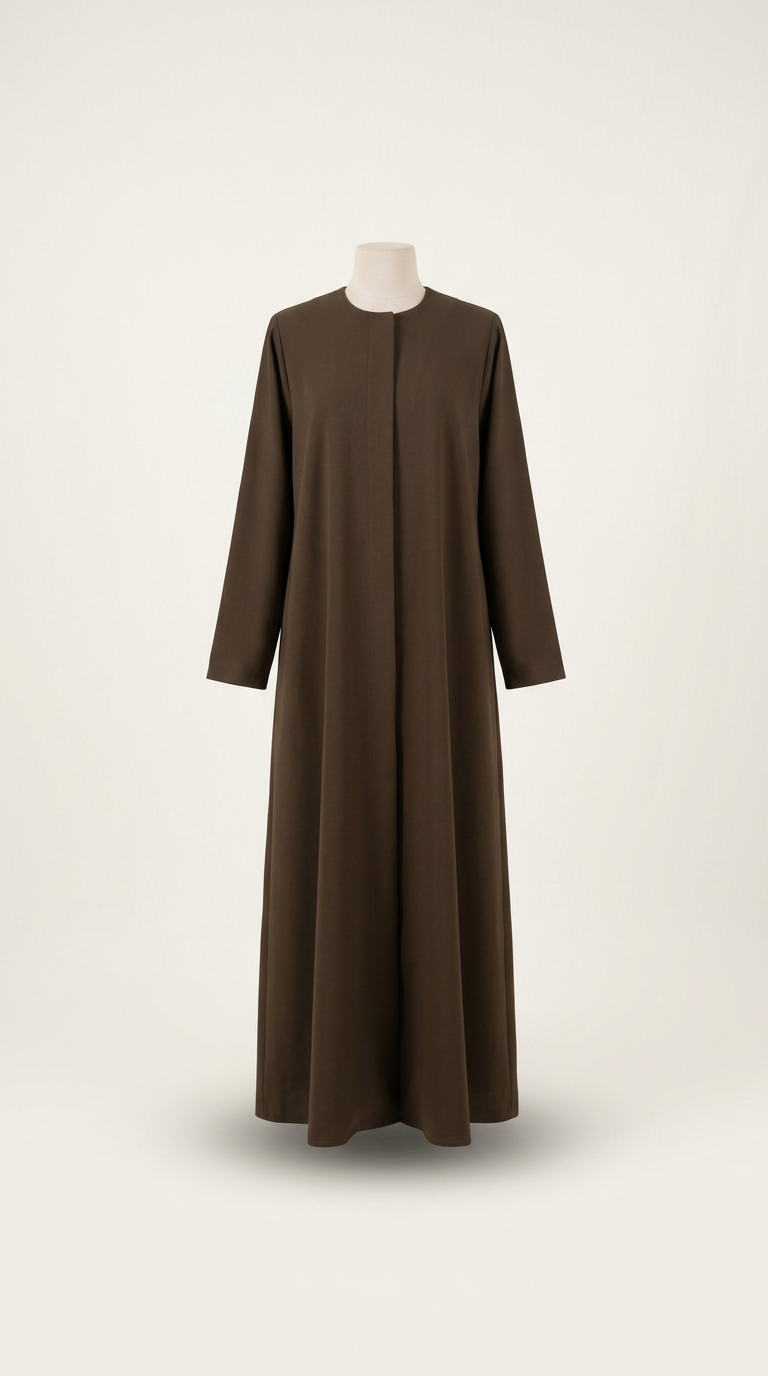 Deep Walnut Structured Abaya