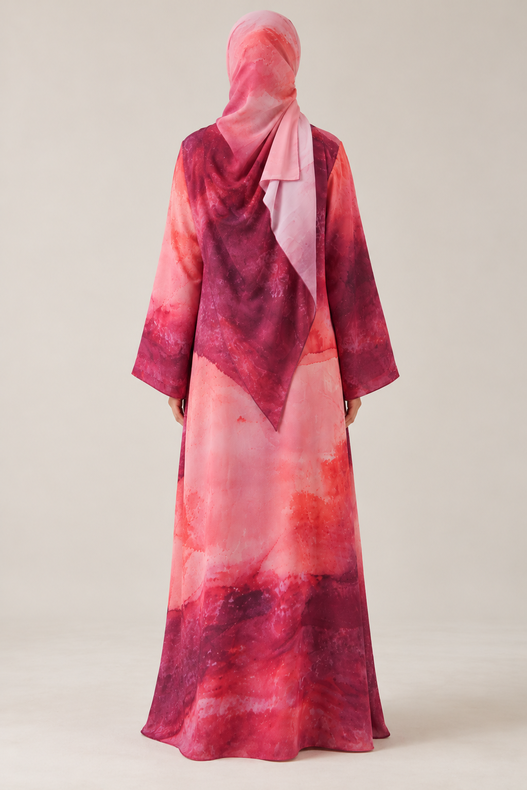 Maroon Tide Double Chiffon Abaya & Hijab