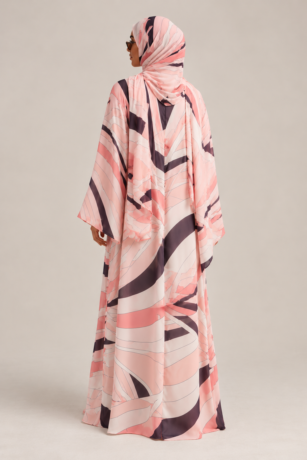 Blush Abstract Double Chiffon Abaya & Hijab