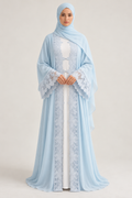 Baby Blue Flower Lace Abaya
