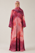 Maroon Tide Double Chiffon Abaya & Hijab
