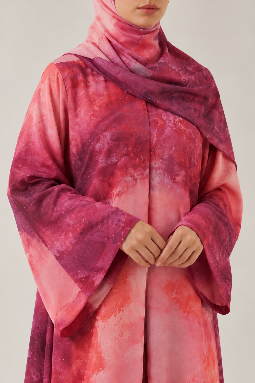 Maroon Tide Double Chiffon Abaya & Hijab